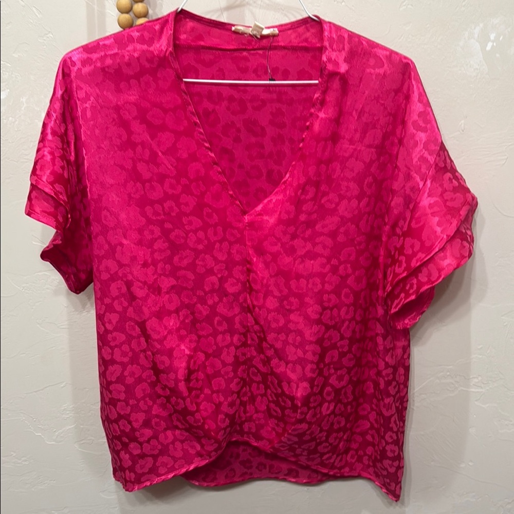 Satin Pink Leopard Print Boutique Women's Top
